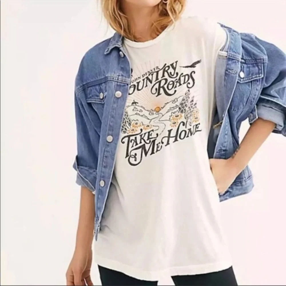 John Denver Country Roads Take Me Home Soft Cotton Graphic Tee - Picture 1 of 4